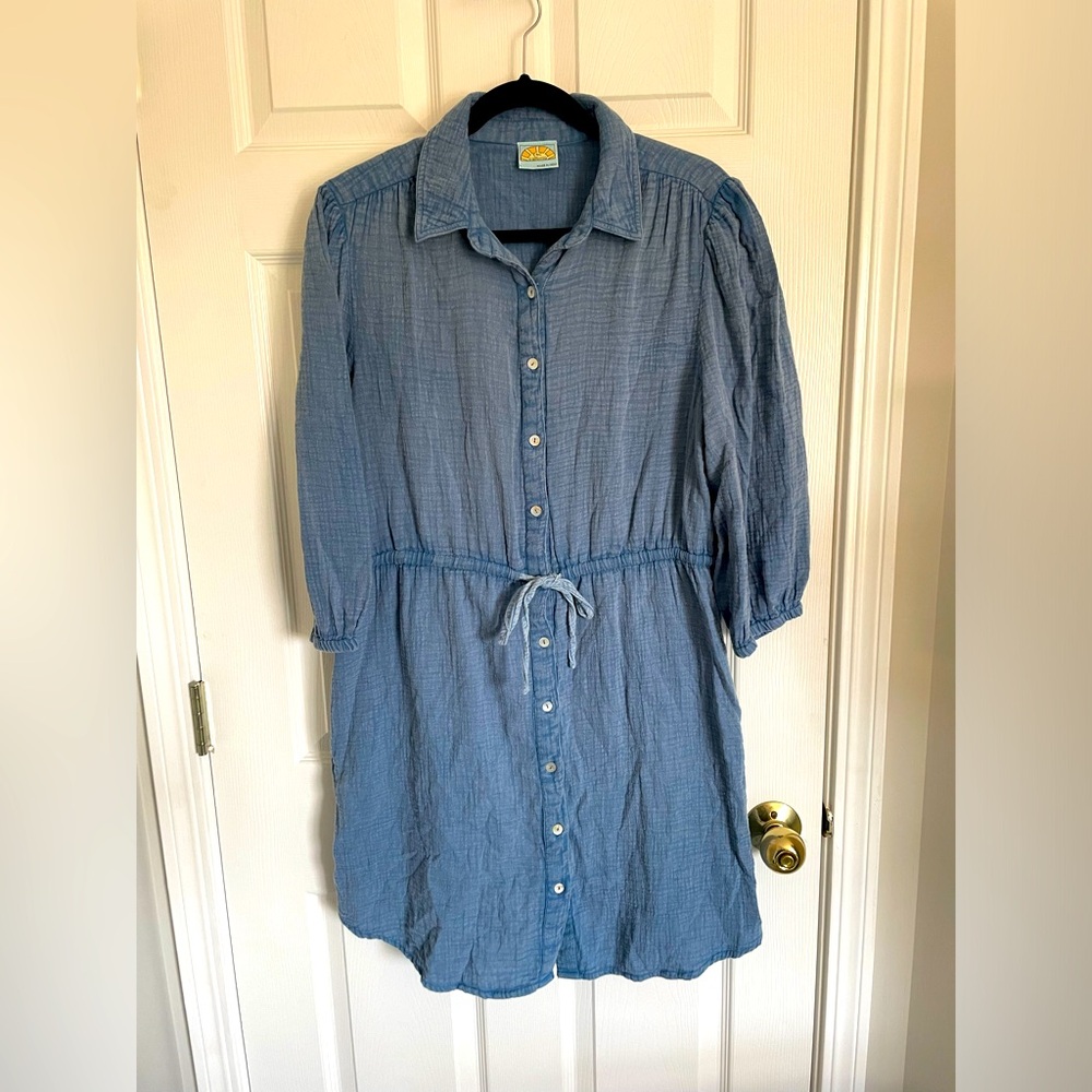 C&C California Blue Button-Up Dress